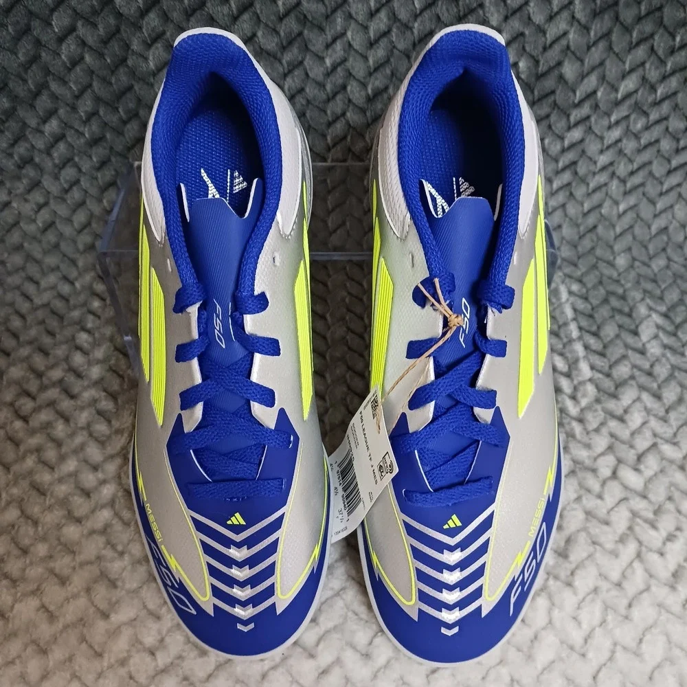 Adidas F50 League TF Junior Soccer Turf Boots Messi Pack Blue Silver Size 5